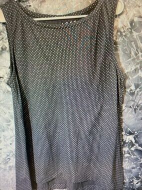 LOFT gray & white polka dot 100% cotton tank top tunic blouse XL